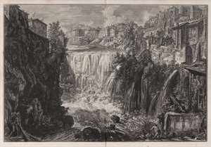 Vy över vattenfallet i Tivoli, ur Vedute di Roma av Giovanni Battista Piranesi