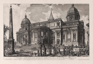 Utsikt över baksidan av basilikan Santa Maria Maggiore (Utsikt över Fa? Ade på baksidan av basilikan Santa Maria Maggiore), från Vedute di Roma (utsikt över Rom) av Giovanni Battista Piranesi