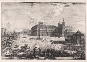 Utsikt över torget och basilikan S. Giovanni in Laterano (utsikt över torget och basilikan San Giovanni in Laterano), från Vedute di Roma (utsikt över Rom) av Giovanni-Battista Piranesi