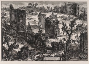Veduta delle Terme di Tito (Utsikt över Titus bad), från Vedute di Roma (Utsikt över Rom) av Giovanni-Battista Piranesi