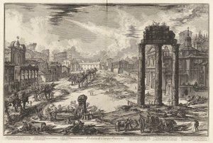 Veduta di Campo Vaccino (Utsikt över Campo Vaccino [Forum romerska med Castor- och Polluxtemplet till höger]), från Vedute di Roma (Utsikt över Rom) av Giovanni-Battista Piranesi