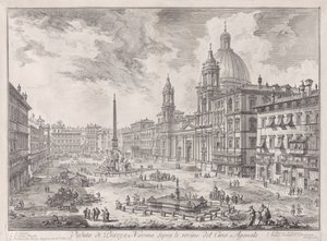 Vy över Piazza Navona ovanför ruinerna av Circus Agonalis, ur Vedute di Roma (Vyer över Rom) av Giovanni Battista Piranesi