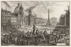 Utsikt över Piazza Navona ovanför ruinerna av Circus Agonalis [Circus of Domitian]), från Vedute di Roma (Utsikt över Rom) av Giovanni Battista Piranesi