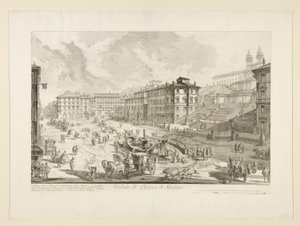 Utsikt över Spanska trappan (Utsikt över Piazza di Spagna), från Utsikt över Rom av Giovanni Battista Piranesi