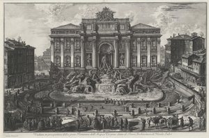 Perspektivisk vy över den stora fontänen Acqua Vergine, kallad Trevi, arkitektur av Nicola Salvi av Giovanni Battista Piranesi