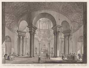 Interiörvy av den heliga Costanzas gravmonument, uppfört av Konstantin den store och felaktigt kallat Bacchustemplet, nu kyrka åt samma helgon av Giovanni Battista Piranesi