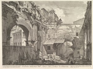 Invändig vy av Atrium of the Portico di Ottavia Invändig vy av Atrium of the Porti ..., 1760. av Giovanni Battista Piranesi