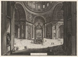 Interiörvy av basilikan Saint Peter av Giovanni-Battista Piranesi