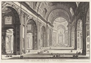 Interiörvy av Peterskyrkan i Vatikanen, ur Vyer över Rom av Giovanni Battista Piranesi