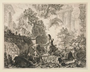 Utsikt över Rom: Frontispice med staty av Minerva av Giovanni-Battista Piranesi