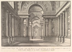 Vestibul av ett gammalt tempel. . . Vestibulen av det antika templet. . ., ca. 1743-50. av Giovanni Battista Piranesi