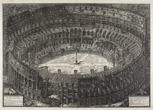Utsikt över den flaviska amfiteatern, kallad Colosseum, från "Views of Rome" av Giovanni Battista Piranesi