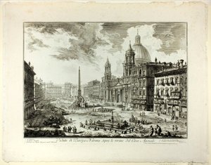 Blick auf die Piazza Navona über den Ruinen des Zirkus des Domitian, aus Ansichten von Rom von Giovanni-Battista Piranesi