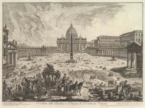 Utsikt över Peterskyrkan och torget i Vatikanen, ur Vedute di Roma (Romerska vyer) av Giovanni Battista Piranesi