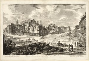 Ansicht der sichtbaren Überreste der Diokletiansthermen, aus Ansichten von Rom