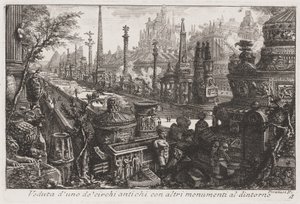 Ansicht eines alten Zirkus mit anderen Denkmälern im Inneren, ca. 1760 (Radierung) von Giovanni Battista Piranesi