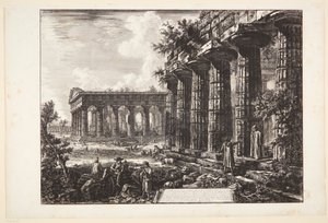 Vy över några kolonner på fasaden mittemot den som visas på föregående plansch av Giovanni Battista Piranesi