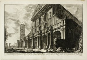 Utsikt över basilikan S. Paolo fuori delle Mura [St. Paul utanför murarna], byggd av Konstantin den store, från utsikt över Rom av Giovanni Battista Piranesi
