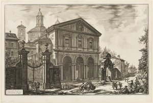 Utsikt över basilikan San Sebastiano fuori delle mura [St. Sebastian utanför murarna] på Appian Way, från Views of Rome av Giovanni Battista Piranesi