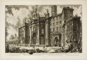 Utsikt över fasaden av basilikan S. Croce i Gerusalemme [det heliga korset i Jerusalem], från utsikt över Rom av Giovanni Battista Piranesi