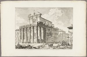 Utsikt över Antoninus och Faustinas tempel i Forum Romanum, från utsikt över Rom av Giovanni Battista Piranesi