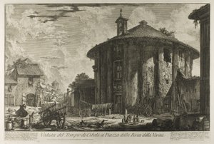 Utsikt över Cybele-templet på Piazza i Bocca della Verità, från utsikt över Rom av Giovanni Battista Piranesi
