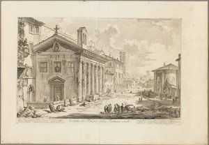 Utsikt över templet Fortuna Virilis. Nu den armeniska kyrkan S. Maria Egiziaca, från utsikt över Rom av Giovanni Battista Piranesi