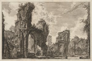 Utsikt över Rom: Ruinerna av Sisto eller båda av den stora salen i Antoninska baden, 1765.