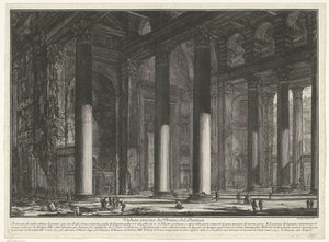 Förportaal av Pantheon i Rom Invändig vy av Pronao del Panteon (titel på objekt) Gezichten op Rome (serietitel) Utsikt över Rom designad och graverad av Giambattista Piranesi-arkitekten Ve (nez) iano (serietitel) av Giovanni Battista Piranesi