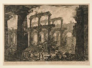 Sett? av resterna av cellan i Neptunus tempel (Vy över resterna av cellan av Neptunus tempel), från olika vyer av Giovanni-Battista Piranesi
