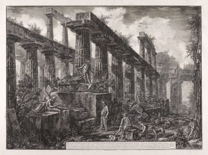 Vy över resterna av Neptunus tempels cella, ur Olika vyer över ... Pesto av Giovanni Battista Piranesi