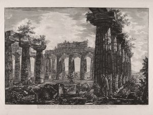Interiörvy av det så kallade Anfictions-kollegiet, ur "Olika vyer av ... Pesto" (Olika vyer av ... Paestum) av Giovanni Battista Piranesi