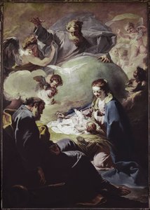 Födelse med den Allsmäktige och den Helige Ande. (olja på duk, cirka 1740) av Giovanni Battista Pittoni