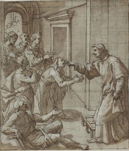 St Lawrence helar blinda av Giovanni Battista Pozzi