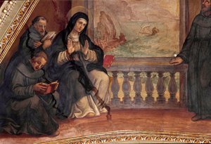 Historien om Saint Moniques liv, mor till Saint Augustine of Hippo. Fresk av Giovan Battista Ricci (1537-1627) Rom, Sant