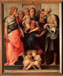 Heligt samtal (Ognissanti altartavla) - tempera på trä, ca 1518