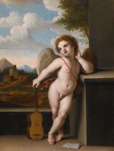 Giovanni Battista Salvi En ängel med gitarr i handen