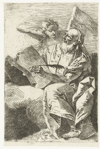 Evangelist Matthew med ängel Fyra evangelister (serietitel) av Giovanni Battista Tiepolo (attributed to)