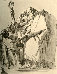 En biskop, två andra präster och en diakon med ritualen, c1740-talet, 1928 av Giovanni Battista Tiepolo