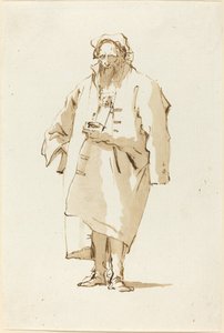 En stående orientalisk klädd i en storrock av Giovanni Battista Tiepolo