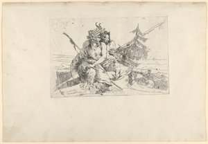 Bacchant, Satyr och Fauness, från Scherzi, ca. 1740. av Giovanni Battista Tiepolo