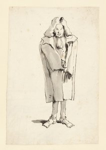 Karikatyr av en man i överrock av Giovanni Battista Tiepolo