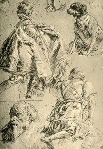 Detaljstudier för freskerna i Kaisersaal i residenset i Würzburg, 1751-1752, 1928 av Giovanni Battista Tiepolo