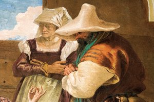 Detalj från Angelica och Medoro som tar avsked med bönderna, från Orlando Furiosos rum i Palazzina, 1757 av Giovanni Battista Tiepolo