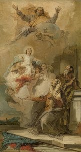 Den obefläckade avlelsen (Joachim och Anna tar emot Maria från Gud). Omkring 1757-59 av Giovanni Battista Tiepolo