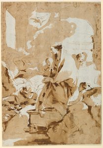 Teckning, Bebådelsen, ca 1732 av Giovanni Battista Tiepolo
