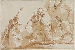 Flyg till Egypten: Den heliga familjens embarking av Giovanni Battista Tiepolo