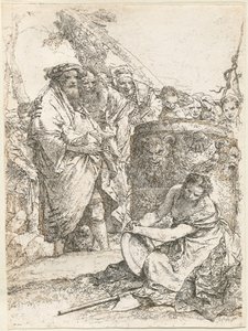 Trollkarl och andra figurer framför ett brinnande altare med skalle och ben av Giovanni Battista Tiepolo