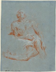 Naken man lutad på armbågen (verso) av Giovanni Battista Tiepolo