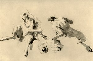 Manlig och kvinnlig faun med cornucopia, mitten av 1700-talet, 1928 av Giovanni Battista Tiepolo